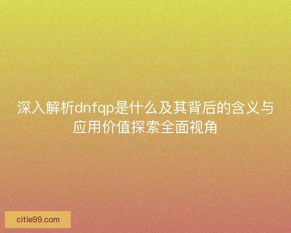 深入解析dnfqp是什么及其背后的含义与应用价值探索全面视角